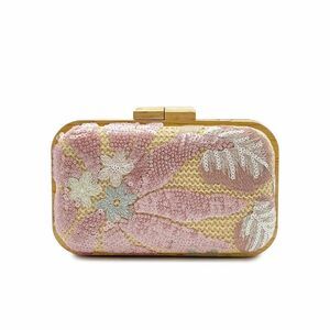 7728 Embroidered Sequin Flower Evening Bag Glitter Beaded Handbag Straw